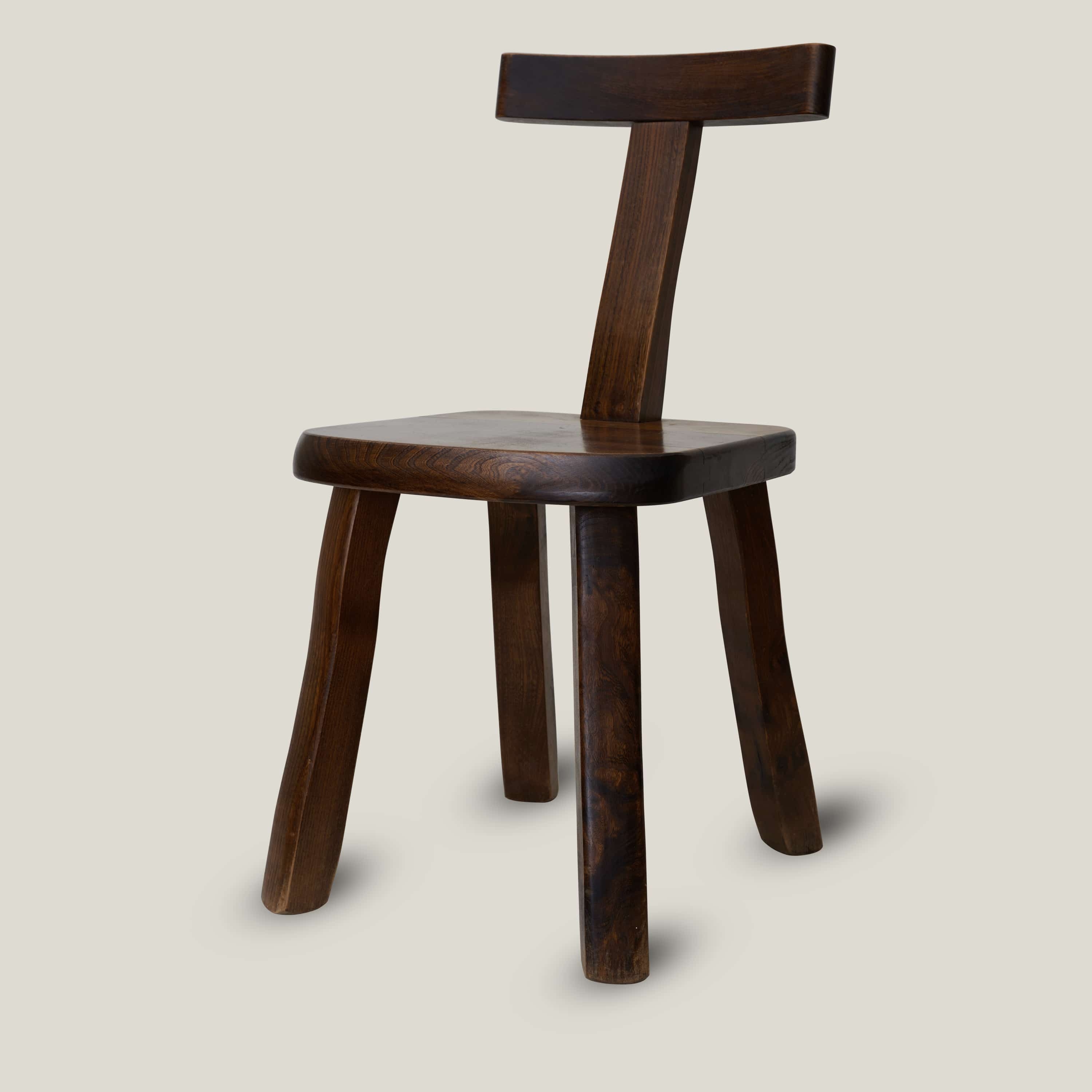 Olavi Hanninen, Brutalist Wooden 'T' Chair — Ruby Atelier